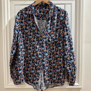 Velvet Heart Mushroom Shroom Button Down Blouse Top 🍄🍄‍🟫 - Size Large
